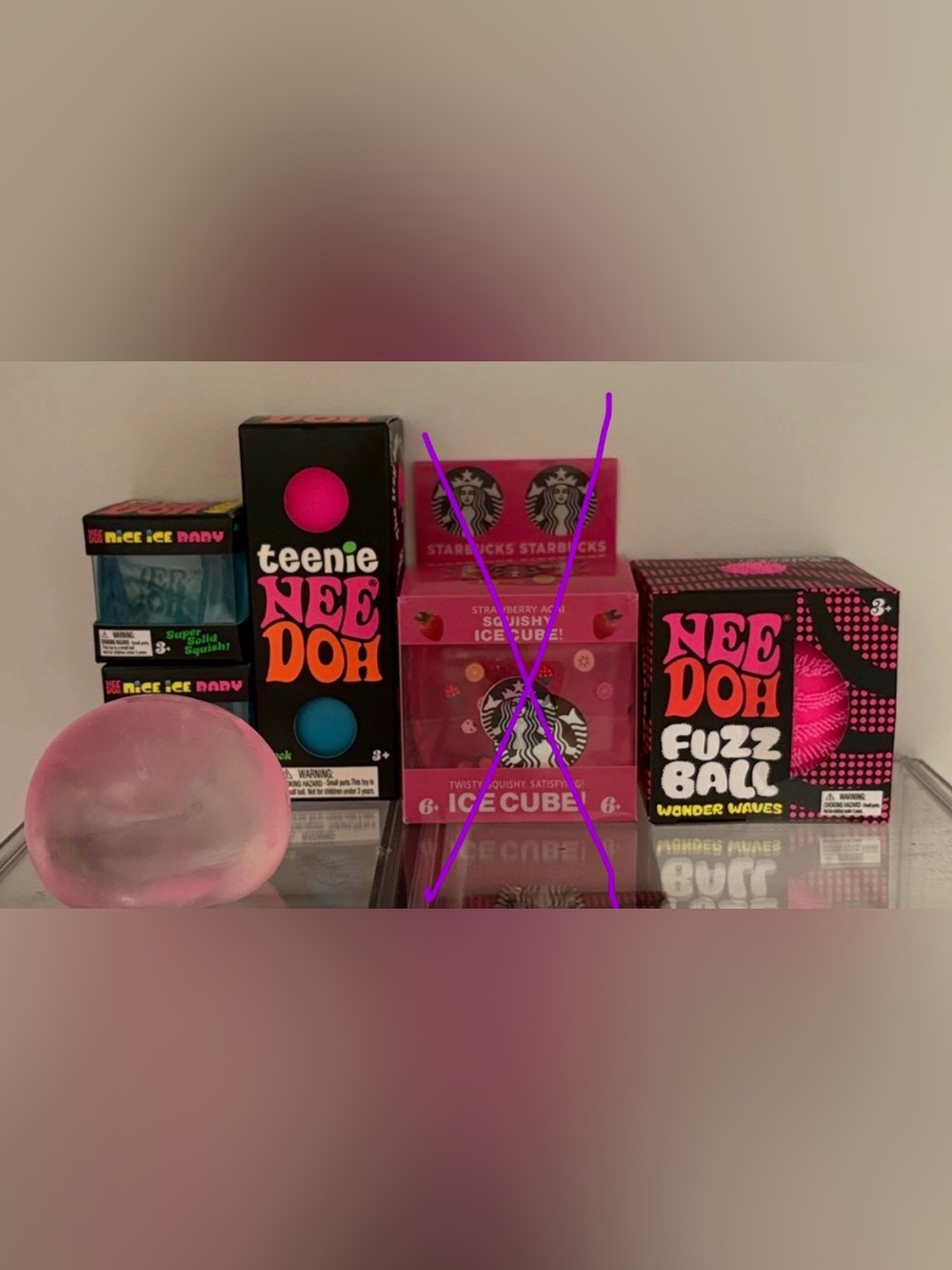 NeeDoh Fuzz ball Pink, 3pack gg, Nice ice baby(1) Coc oil Squish. Authentic. new